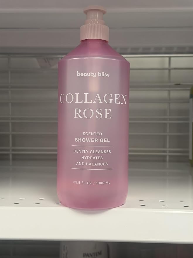 Beautybliss Collagen Rose Scented Shower Gel Gently Cleanses and Hydrates 33.8 Fl Oz