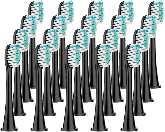 20Pcs Replacement Brush HeadsCompatible for Sonicare HX3/HX6/HX9 Series Toothbrush(20Pcs Black)