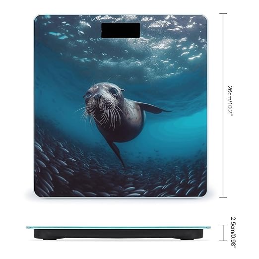 Underwater Sea Lion Digital Bathroom Scale for Body Weight Weighing Scale with Backlit LCD Display High Precision Measurements &amp Measures Weight Up to 180kg
