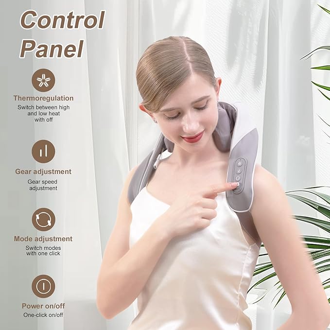 Neck and Shoulder Massager with Soothing Heat Deep Tissue Kneading Shiatsu Massage Pillow for Back Leg Body Pain Relief Electric Full Body Massager for Christmas Gifts