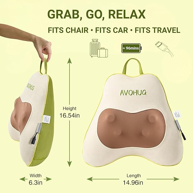 All-in-1 Back Massager for Pain Relief Deep Tissue — Instant Back Pain Relief with Deep Shiatsu Kneading Technology &amp Gentle Heat Cordless Premium Quality &amp Design Gift for Her