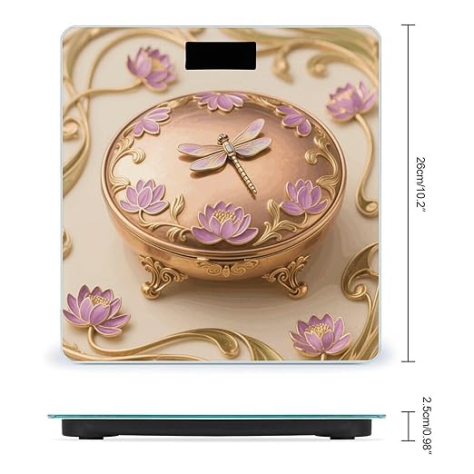 Dragonfly Decor Scale for Body Weight Sturdy Tempered Glass Weighing Scales with LCD Display Accurate Digital Bathroom Scale Convenient Body Fat Smart Scales Easy Read