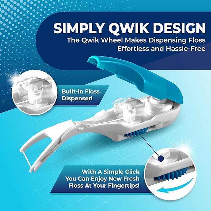 Bundle with 2 Refills Packs– Automatic and Reusable Dental Flosser | Easy Click-to-Use Solution for Plaque Removal Clean Teeth and Fresh Breath (3 Items1-Year Supply)
