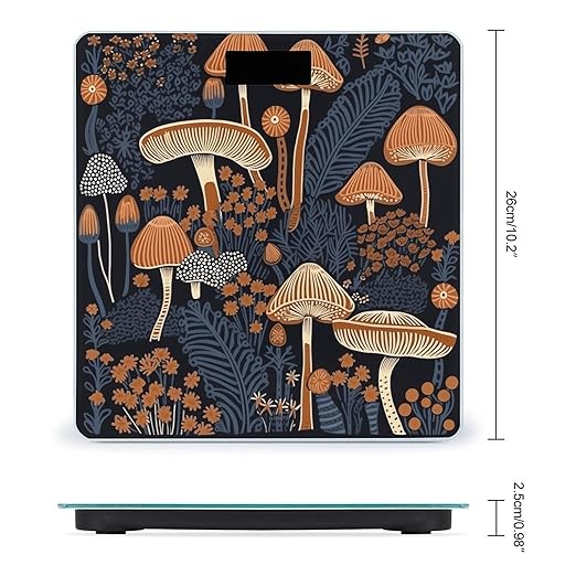 Black Mushroom Scale for Body Weight Highly Accurate Digital Bathroom Scale Sturdy Tempered Glass Weighing Scales with LCD Display Fashion Body Fat Smart Scales 400lb