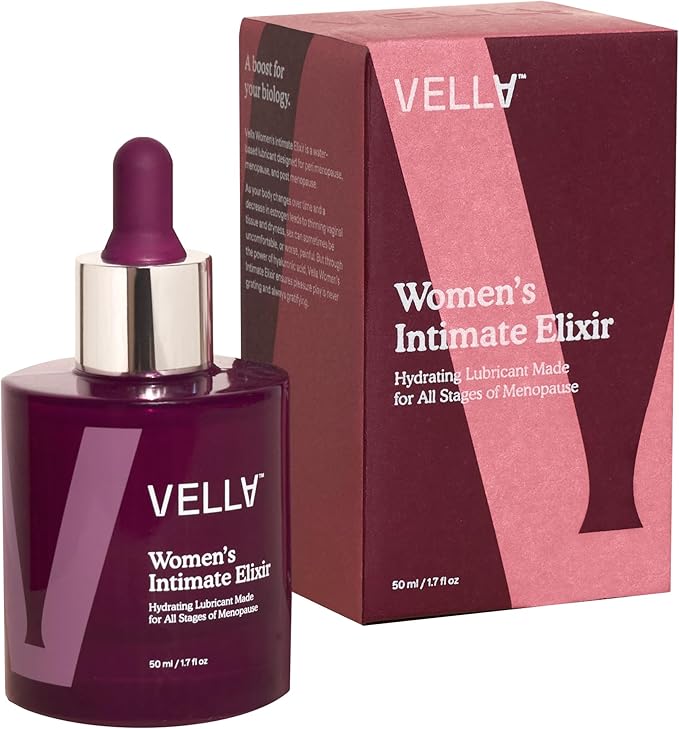 Vella Women's Intimate Elixir™ - Lightweight Water-Based Hydration - Ideal for all Stages of Menopause - Hyaluronic Acid Vaginal Moisturizer with Chasteberry &amp Aloe Vera Body Glide For Intimate A