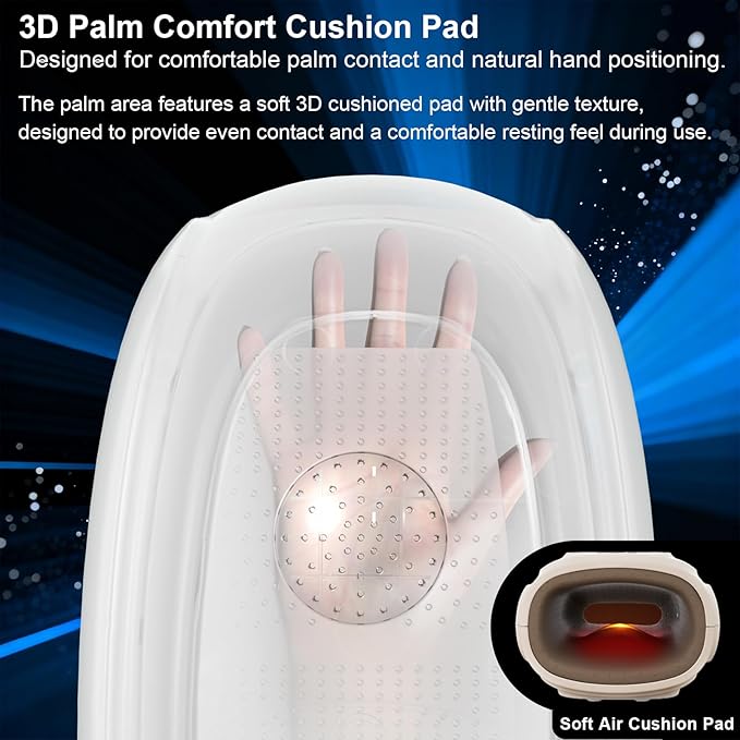 Hand and Wrist Massager with Heat Compression and Vibration 3 Modes 5 Intensities LCD Display for Arthritis and Carpal Tunnel and Palm Massage Cordless Massager for Relaxation (Gray)