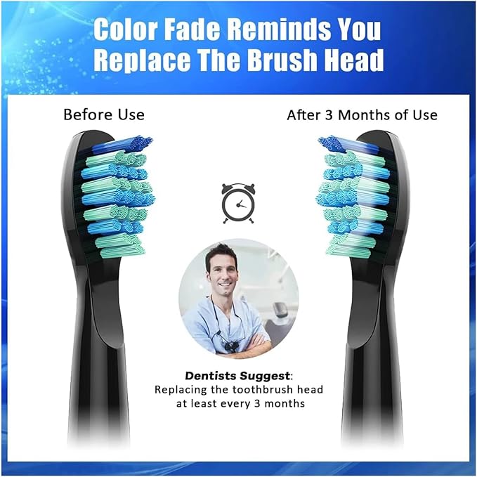 20Pcs Electric Toothbrush Replacement HeadsCompatible for with SG910/507/958/515/949/575/551(Black-20pcs)