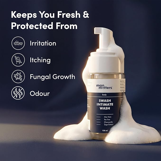 Bodywise Man Matters Intimate Wash with Aloe Vera Tea Tree for Men Anti Bacterial Anti Itch Anti Odour | Better Private Parts Hygiene| pH Balanced Intimate |120 ml