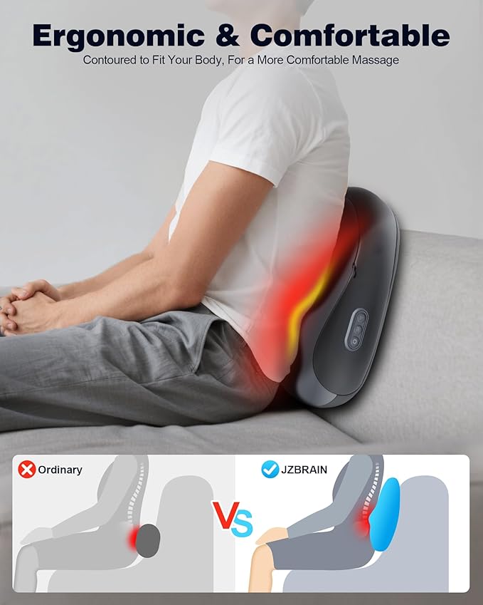 Shiatsu Back and Neck Massager with Heat – Deep Kneading Lower Back Massager Pillow for Relaxation – Corded Design for Lower Back – Gift for Your Loved Ones