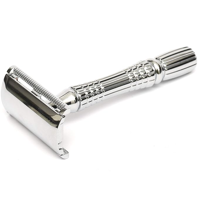 Double Edge Safety Razor for Shaving: Metal Handle Reusable Suitable for Men and Women. Eco Friendly Minimalist Plastic-Free Packaging.