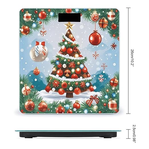 Red Christmas Tree Scale for Body Weight Digital Bathroom Scale Toughened Glass High Precision Scales for Body Weight with Large LCD Backlight Display Weight Scales