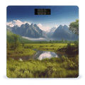 Beautiful Scenery Scale for Body Weight Safe Rounded Corners Tempered Glass Digital Bathroom Scale LED Display 400lb Capacity Weight Scales with High Precision Sensors