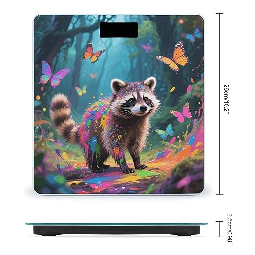 Magic Raccoon Weight Scale Cute Bathroom Scale for Body Highly Accurate Digital Weighing Machine for People Compact LCD Display Scales with Sturdy Toughened Glass Scales