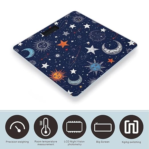Smart Scale for Body Weight Automatic Switch Digital Bathroom Weighing Scale Zodiac Space Galaxy Constellation Sun Moon Stars