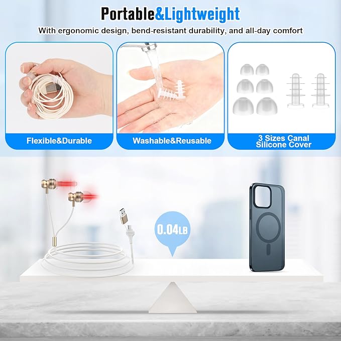2-in-1 Red Light Therapy Device for Ears &amp Nose650nm LED for Ear ComfortSinus Support&amp Daily Relaxation with USB &amp Type-CIncludes Soft Silicone Tips and Travel Case