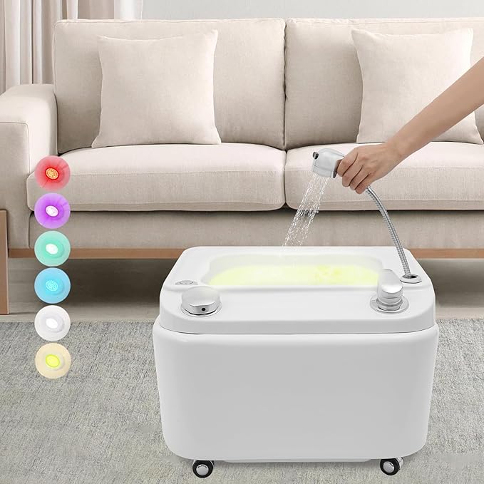 Acrylic Foot Spa Bathtub Foot Baths &amp Spas with Heat and Massage Colorful Lamp Footbath with Pedicure Foot Rest Feet Spa Tub Spa Foot Bath Pedicure Acrylic Footbath