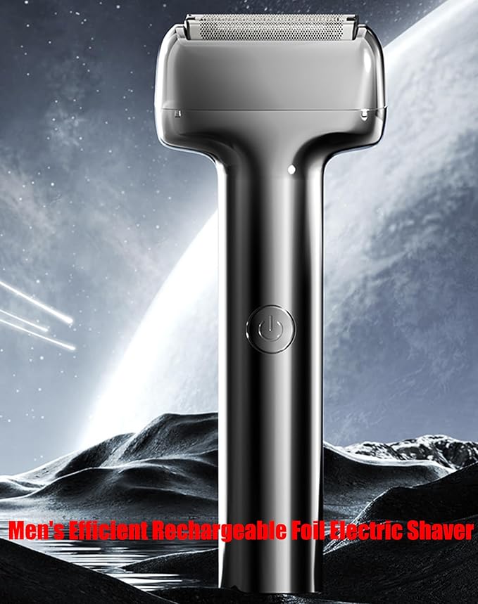 Men's Efficient Rechargeable Foil Electric Shaver Ultra-Thin Foil Shaver with 11° Forward Tilt Head Magnetic Design Portable Cordless Stubble Trimmer IPX6 Waterproof (Basic)