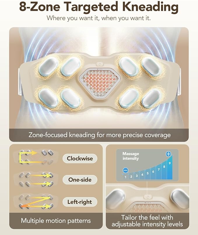 SKG Lower Back Massager for Pain Relief Deep Tissue Christmas Gifts for Men Women Adjustable Cordless Heating Pad Infrared Vibrating Back Massager Gifts for Dad Mom Grandpa