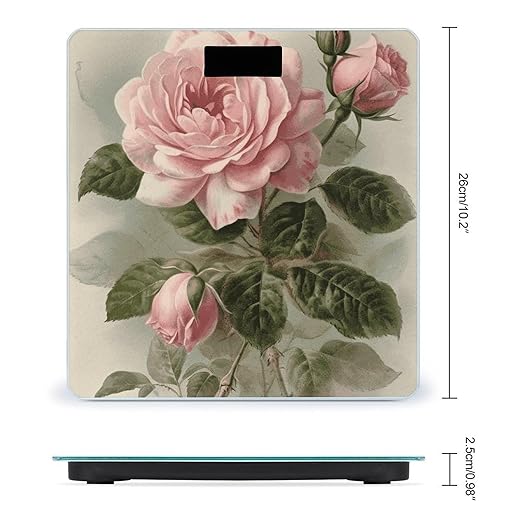 Vintage Pink Rose Scale for Body Weight Digital Bathroom Scale Precision Smart Weighing Scales with Clear LED Display Accurate High Precision Scales Weighing Machine