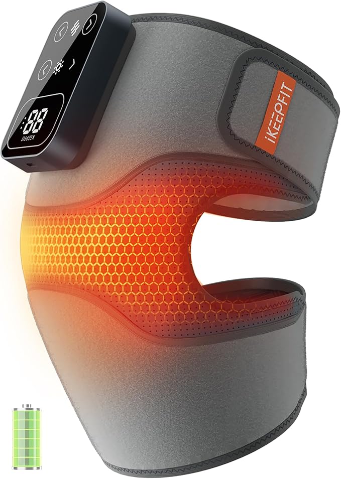 Cordless Knee Massager with Heat Vibration for Pain Relief MAXwarm 4.0[2026 Upgraded] - Electric Heated Knee Brace with 5 Heat Levels and 3 Massage Mode Gifts for Men Women (Grey Single)