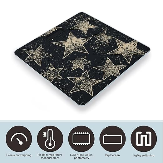 Star Bathroom Scale for Body Weight LCD Display Digital Bathroom Scale Tempered Glass Bathroom Weight Scales Fashion Smart Scales for Home Bedroom 400 Lb