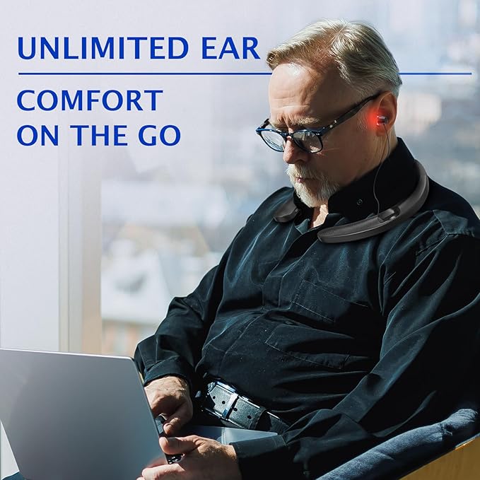 KTS Neckband Red Light Ear Therapy Device Red Light Device for Ear Comfort with 650nm Wavelength&amp3 Power Levels Auto Timer Portable Neck-Hanging Design