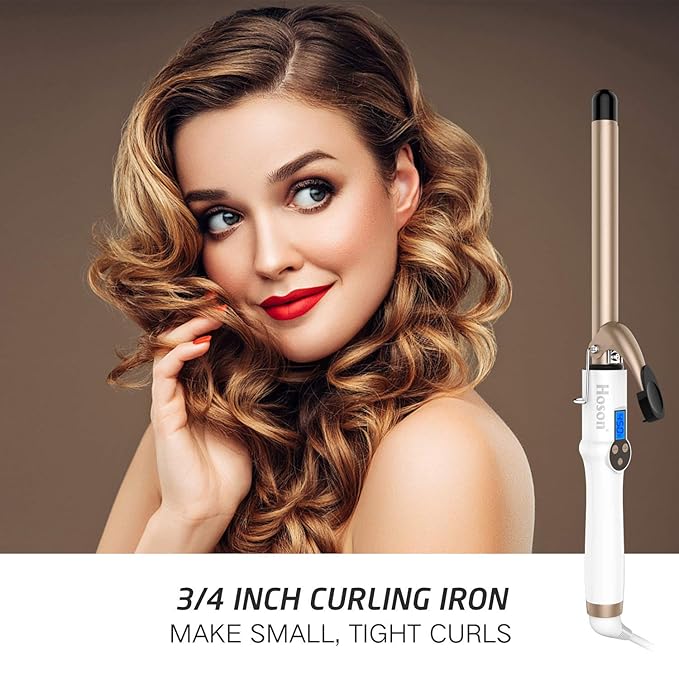 3/4 Inch Curling Iron Professional Ceramic Tourmaline Curl Wand Barrel Hair Curler Iron for Short HairGlove Include Glove Include Gold