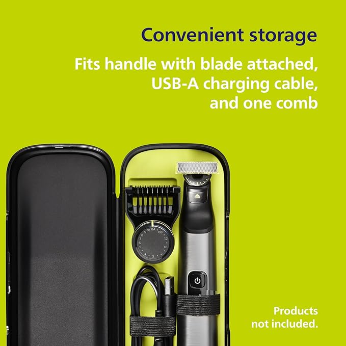 Philips Norelco OneBlade Travel Kit Bundle - Philips Norelco OneBlade 360 Face Hybrid Electric Trimmer &amp Shaver QP2724/90 + Travel Case. QP401/90