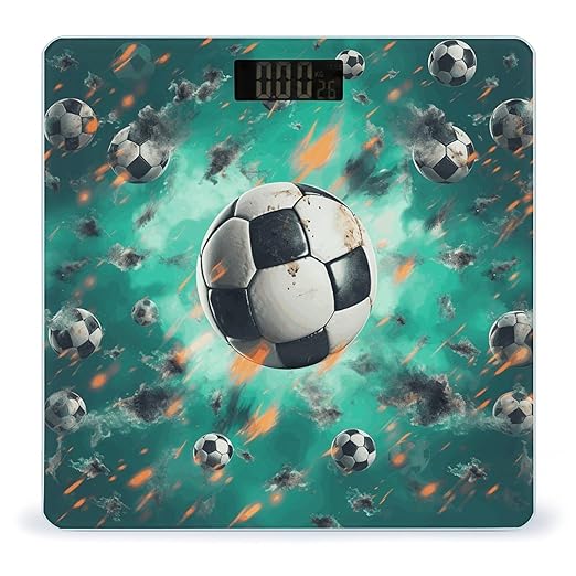 Soccer Digital Bathroom Scale for Body Weight Weighing Scale with Backlit LCD Display High Precision Measurements &amp Measures Weight Up to 180kg