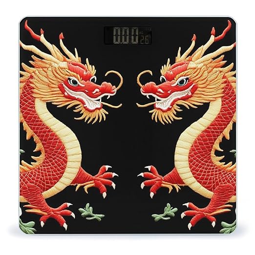 Women's Fashion Automatic Switch Digital Bathroom Weighing Scale Smart Scale Floral Chinese Japanese Dragon Flower