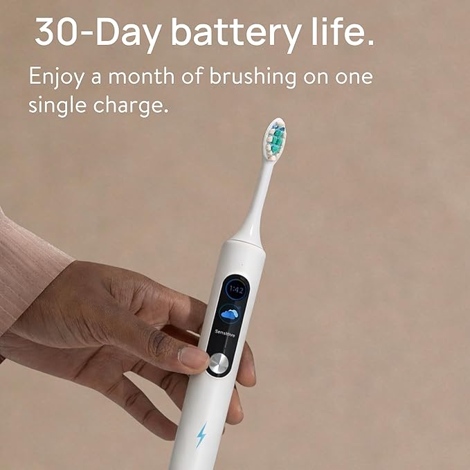 Electric Toothbrush with Tynex Bristles - Rechargeable Toothbrush with 30-Second Reminder &amp 2-Minute Smart Timer - IPX7 Waterproof Sonic Tooth Brush Includes 2 Tooth Brush Heads