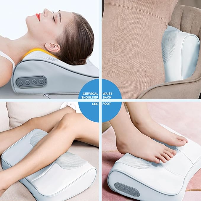 AISZG Neck MassagerBack Massager with HeatShoulder Deep Tissue Massager3D Deep Kneading Massage PillowGifts for Her/Boyfriend/Him/Women/Men