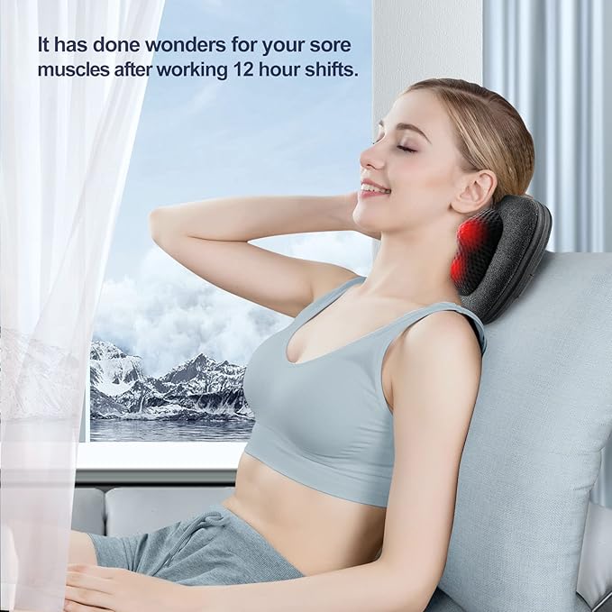 VIKTOR JURGEN Back Massager Neck Massager with Heat Massage Pillow Gifts for Men &amp Women Electric Shiatsu Back Massager Deep Kneading Shoulder Massager for Full Body MuscleMassage at Home Ca
