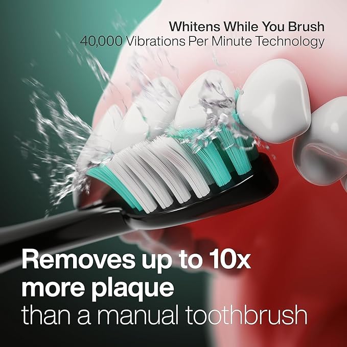 Electric Toothbrush for Adults &amp Travel - Deep Cleaning 30-Day Battery 5 Modes with Pressure Sensor Whitening &amp Sensitive Care IPX7 Waterproof (Includes 4 Brush Heads)