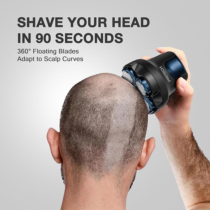 PRITECH Head Shaver for Bald Men - Effortless 6D Floating ShaveElectric Head Shavers for Men &amp Bald Head ShaversWaterproof Cordless Razor for Smooth ScalpFace &amp Perfect Beard2-Speed80Min
