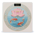 Goldfish and Lotus Mural Pattern Scale for Body Weight Sturdy Tempered Glass Weighing Scales with LCD Display Accurate Digital Bathroom Scale Convenient Body Fat Smart Scales Easy Read