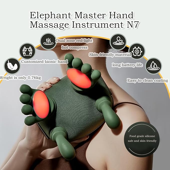 Massage Master 2026 New Hand-Shaped Neck and Shoulder Massager with Heat 3-Level Deep Kneading Massager Real Hand Touch Relaxation with 10-Minute Auto Shut-Off for Home Office Travel