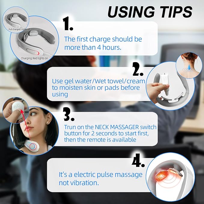 Neck Massager for Pain Relief with Heat Portable Electric Pulse Deep Tissue Trigger Point Cervical Massager for Women Men Gifts