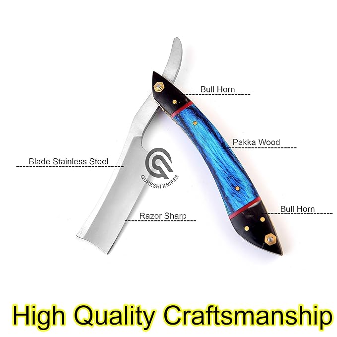 Professional Straight Razor with Leather Strop - Straight Edge Barber Razor Premium for Men &amp Women (Stainless Steel Blade)