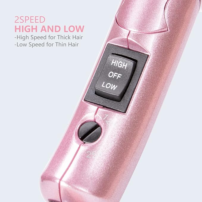 DAN Technology Travel Hair DryerDual Voltage HairDryerMini Blow Dryer with ConcentratorSmall Hair Dryer with DiffuserEuropean hairdryer with European PlugPink Blow Dryer for Women