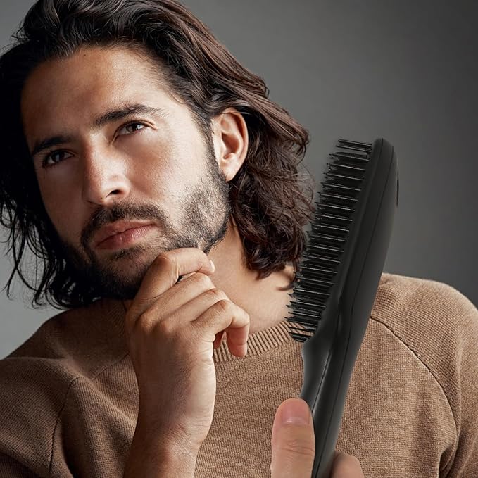 Gears Hair Straightener Brush for Men and Women Heated Beard Straightener Comb with Rotating Cord Multi-Functional Styling Tool for Natural Hair and Beard Grooming Idea