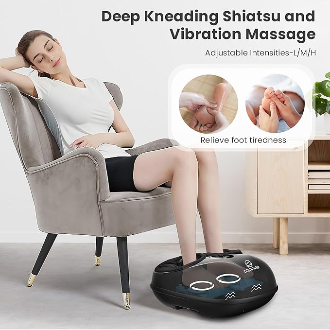 COMFIER Shiatsu Foot Massager with Remote &amp Back Massager with Heat