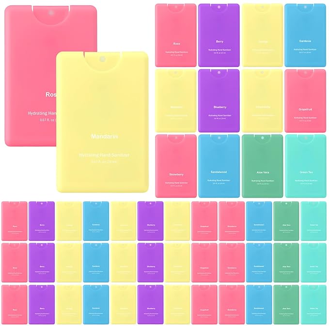 Frienda 48 Pcs Hydrating Hand Sanitizer Spray Bulk Easter Basket Stuffer Travel Size Power Mist Portable Hand Sanitizer Spray Appreciation Gift for Women Men Teacher Staff Friend Birthday Party Favor