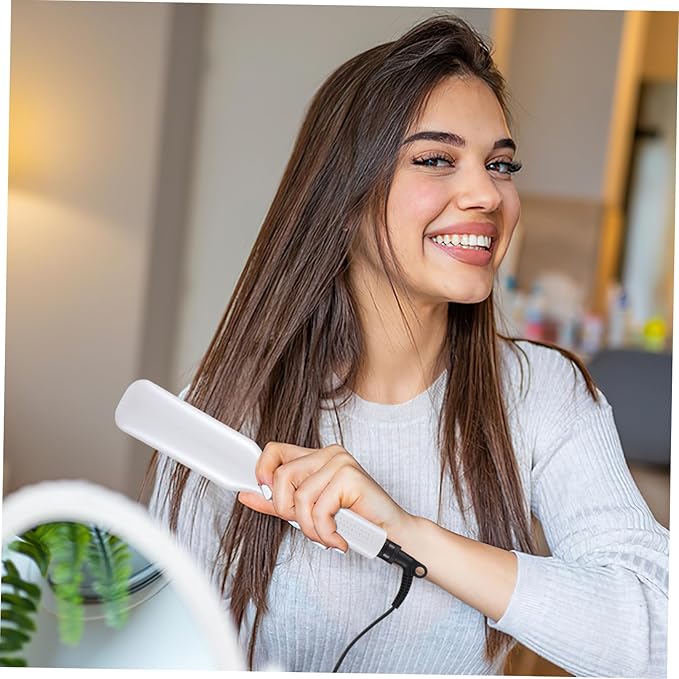 Baluue Ceramic Hair Straightener and Curler Flat Iron for Women US Plug Even Heating PTC Plates Temperature Suitable for All Hair Types Durable Lifespan Sleek White Design