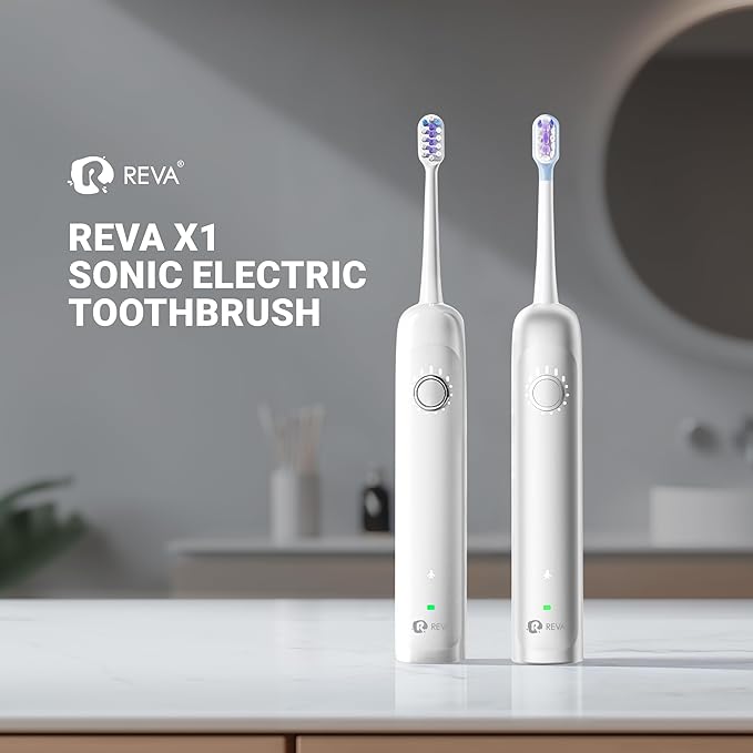 X1 Sonic Electric Toothbrush for Adults - Sweeping &amp Vibrating Rechargeable 4 Brush Heads 5 Cleaning Modes 60-Day Battery Life &amp IPX7 Waterproof Design (White)