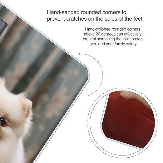 Short Haired Pomeranian Dog Bathroom Scale Large LCD Backlight Display Digital Scale Rounded Corners Body Scales Automatic Power On/Off Bathroom Scales for Home Bedrooms