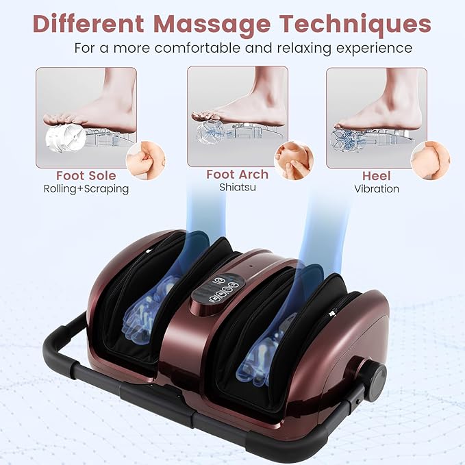 Giantex Foot Massager with Heat Calf Massager with Remove Control 2 Vibration Options 5 Mode &amp 5 Compression Intensity 360°Adjustable Stand Shiatsu Foot Massage Machine for Calf Arm Relax (Re