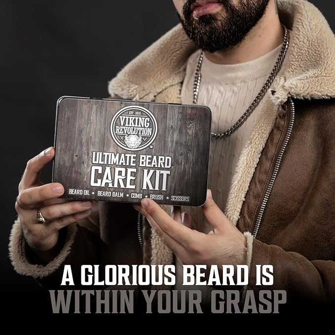 Viking Revolution - Ultimate Beard Kit - Beard Grooming Kit with Beard Brush Beard Comb Beard Balm Beard Oil Beard &amp Moustache Scissors - Gifts for Men