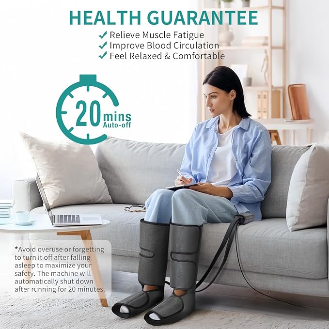 Nekteck Leg Massager for Circulation and Relaxation Air Compression Foot and Calf Massager to Relieve Pain Edema Swelling with 2 Size Extensions Gift for Mom Dad Men Women