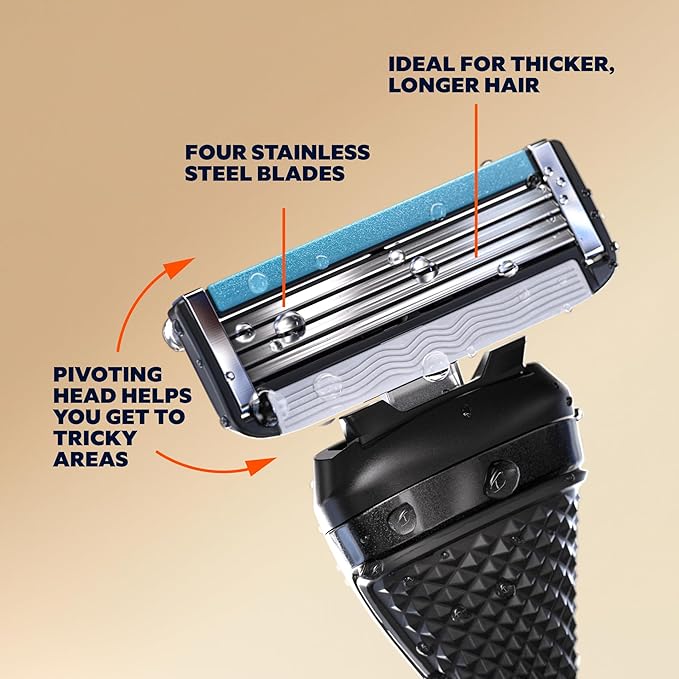 Dollar Shave Club 4 Blade Razor Refill Cartridges 8 Count and Shaving Kit with Diamond Grip Razor Handle 4 Blade Refills